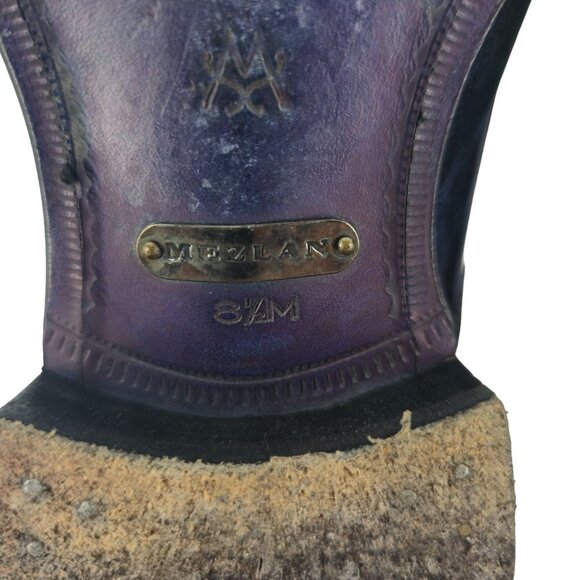 Mezlan Custom Marbleized Blue Leather Dress Shoes 8.5M Wingtip Tassel Loafers - Picture 13 of 16